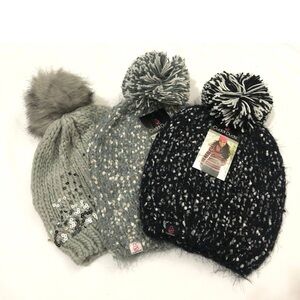 Women's Cuddl Duds Pom Beanie bundle 3